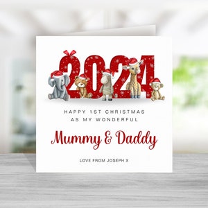Mama en papa kerstkaart, kerstkaart voor mama en papa, eerste kerst als mama en papa, op mijn 1e kerst, mama en papa