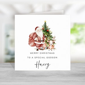 Cartão de Natal personalizado do Papai Noel para afilhado - Cartão do Papai Noel para afilhado - Cartão de Natal personalizado para afilhado - Cartão de Natal especial para afilhado
