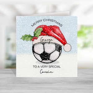 Cartão de Natal personalizado Cousin Football - Cartão de Natal Cousin - Cartão de Natal para primo - Cartão de Natal de futebol
