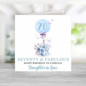 Belle-fille carte 70e anniversaire - bleu violet carte 70e anniversaire belle-fille - carte d'anniversaire belle-fille - soixante-dix et fabuleux