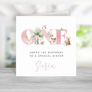 Carte d'anniversaire personnalisée pour soeur 1er 2e 3e anniversaire - 1er anniversaire de soeurs 2e anniversaire - carte d'anniversaire soeur - soeur animal