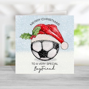 Gepersonaliseerde vriend voetbal kerstkaart - vriend kerstkaart - kerstkaart voor vriend - voetbal kerstkaart