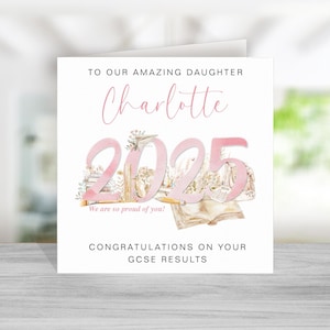 Carte de résultats GCSE pour filles - Carte de félicitations à l'examen - Carte de résultats d'examen - Résultats GCSE bien faits - Fille réussie à l'examen - Rose bohème