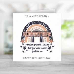 Cartão de aniversário com poema do padrinho - Cartão de aniversário do padrinho - Cartão de aniversário para o padrinho - Aniversário do padrinho - Cartão de aniversário Padrinho - Arco-íris