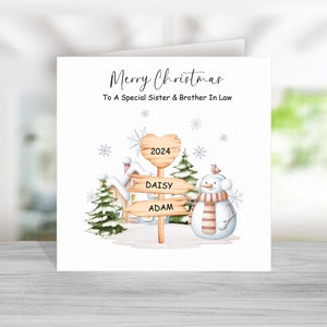 Kerstkaart voor zus en zwager - kerstkaart voor zus en man - zus en vriend - ontwerp sneeuwpop