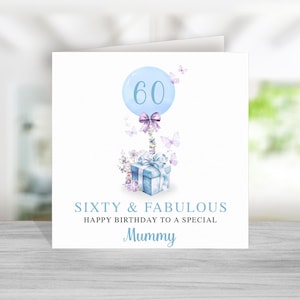 Mama 60. Geburtstagskarte - Blau Lila Mama 60.Geburtstagskarte für Mama - Mama Geburtstagskarte - Mama Geburtstagsgeschenk - Sechzig und fabelhaft