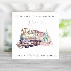 Tarjeta de Navidad personalizada para ahijadas - Tarjeta de Navidad de hada rosa para ahijadas - Tarjeta de Navidad para niñas - Tarjeta de Navidad especial para ahijadas