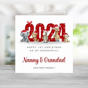 Tarjeta de Navidad para la primera Navidad como niñera y abuelo, tarjeta de Navidad para los abuelos, nana y abuelo, tarjeta de Navidad para la abuela y el abuelo