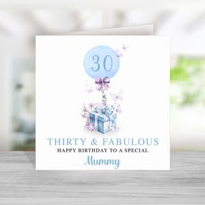 Carte 30e anniversaire maman - bleu violet carte 30e anniversaire pour maman - carte d'anniversaire maman - cadeau d'anniversaire maman - Trente et fabuleux