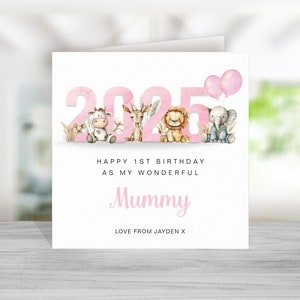 First Birthday As My Mummy Card - eerste verjaardagskaart voor mama - gelukkige verjaardag mama - nieuwe verjaardagskaart moeder - van babymeisje - roze