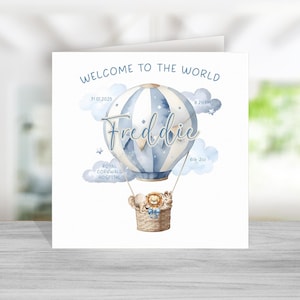 Tarjeta de safari personalizada para bebé recién nacido - Bienvenido al mundo - Tarjeta para bebé recién nacido - Regalo para bebé - Tarjeta de bienvenida para bebé - Para recién nacido