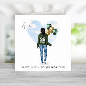 Tarjeta de egreso de 6.º año - Tarjeta de último día de primaria - Sudadera verde de egreso de la promoción de 2025 - Tarjeta de egreso escolar para niño o niña