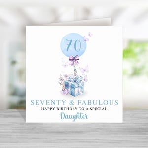 Carte 70e anniversaire fille - bleu violet carte 70e anniversaire pour fille - carte d'anniversaire fille - anniversaire fille soixante-dix ans et fabuleux