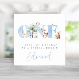 Carte d'anniversaire personnalisée cousine 1er 2e 3e anniversaire - 1er anniversaire de cousins 2e anniversaire - carte d'anniversaire cousin - cousin animal