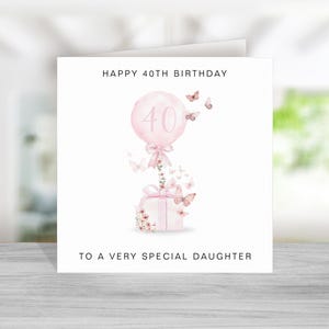 Carte de 40e anniversaire fille - carte 40e anniversaire rose pour fille - carte 40e anniversaire fille - pour elle - cadeau d'anniversaire fille