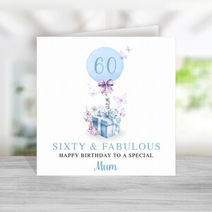Mama 60. Geburtstagskarte - Blau Lila 60. Geburtstagskarte für Mama - Mama Geburtstagskarte - Mama Geburtstagsgeschenk - Sechzig und fabelhaft