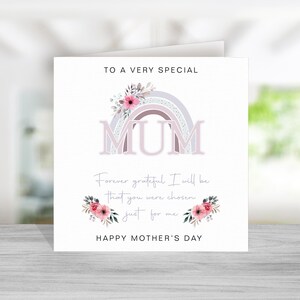 Carte de fête des mères maman avec vers/poème - Maman heureuse fête des mères - Design violet arc-en-ciel - Carte de fête des Mères pour maman