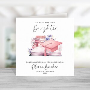 Carte rose personnalisée de remise des diplômes pour elle - carte de félicitations - carte de diplômé - carte d'université - carte de célébration - remise de diplôme 2024