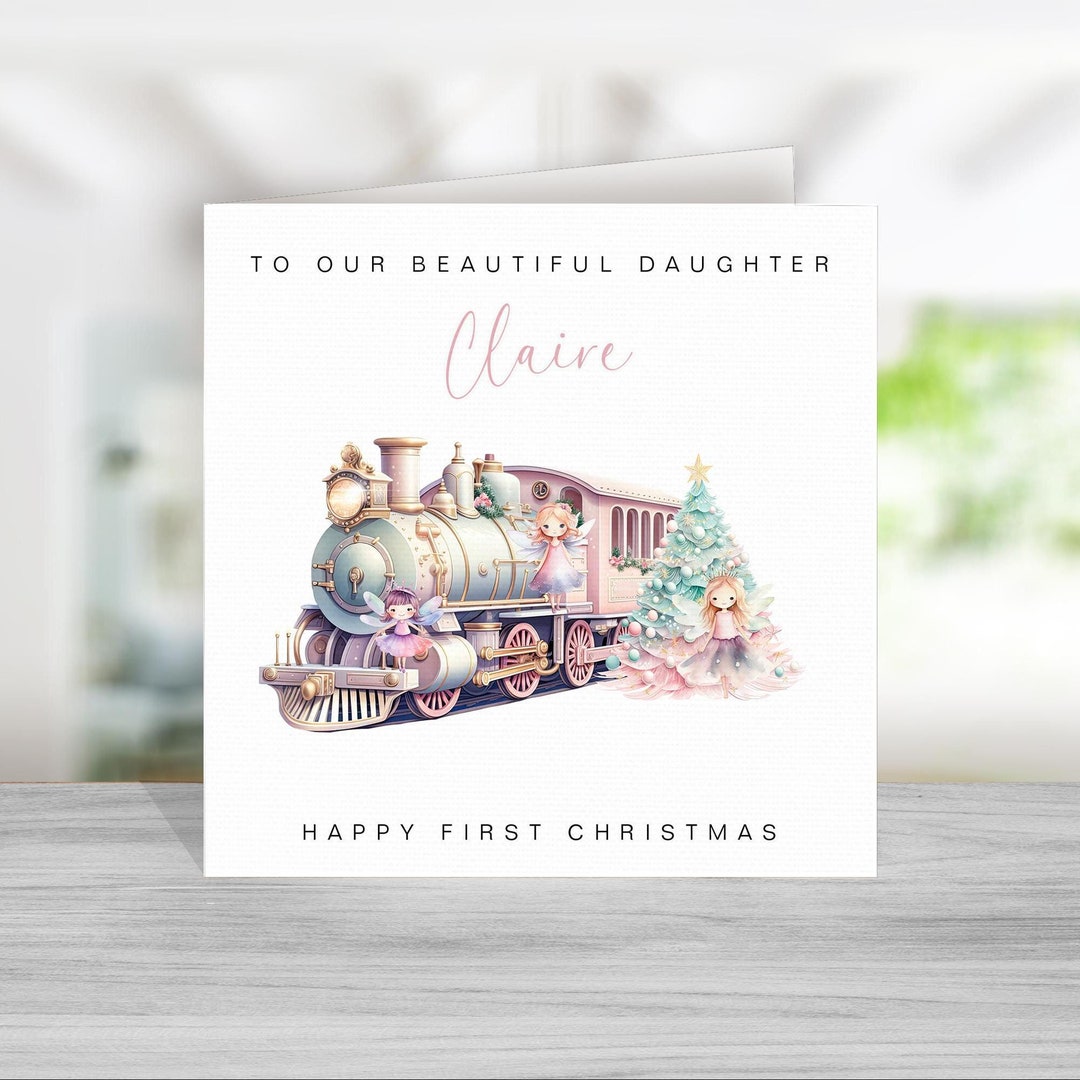 Personalised Pink Fairy First 1st Christmas Card - Daughter ...