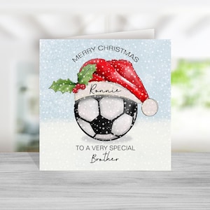 Gepersonaliseerde Brother-voetbalkerstkaart - Brother-kerstkaart - kerstkaart voor broer - Football-kerstkaart