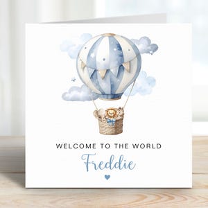 Tarjeta personalizada para recién nacido, tarjeta de bienvenida al mundo, tarjeta para recién nacido, nieto, sobrino o ahijado, tarjeta para recién nacido, elefante de safari.