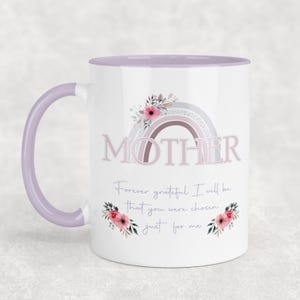 Mother Mug - Personalised Ceramic Mug & Coaster - Mother Birthday Gift - Personalised Gift For Mother - Purple Rainbow Design