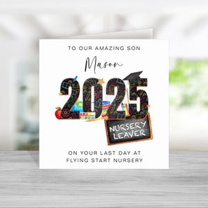 Carte préscolaire Dernier jour de maternelle - Carte personnalisée de départ en maternelle 2025 - Diplômé de la promotion 2025 - Carte de graduation de la maternelle