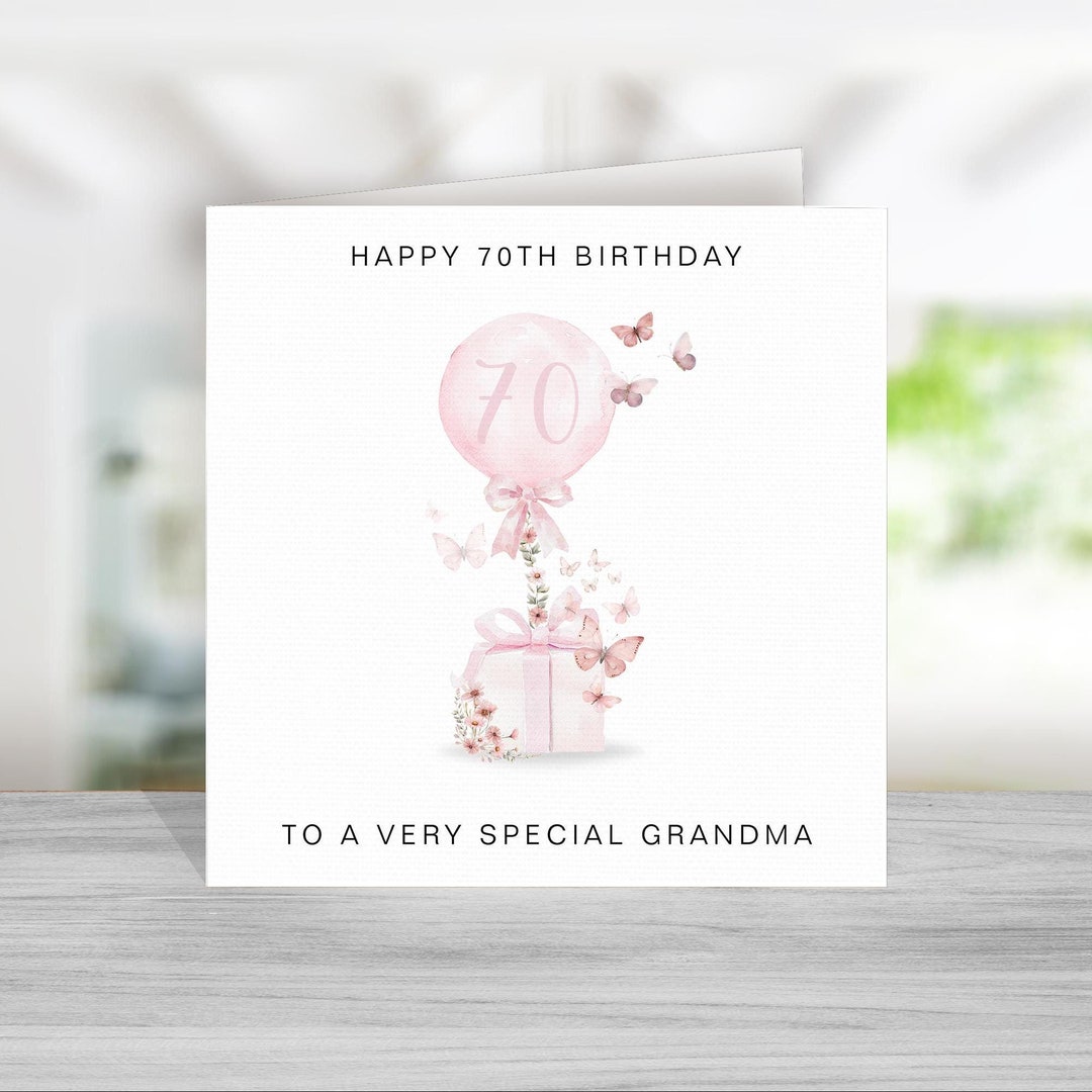 Grandma 70th Birthday Card - Pink 70th Birthday Card for Grandma ...