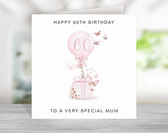 Carte 60e anniversaire maman - carte 60e anniversaire pour maman - carte soixantième anniversaire maman - carte d'anniversaire maman - pour elle - cadeau d'anniversaire maman