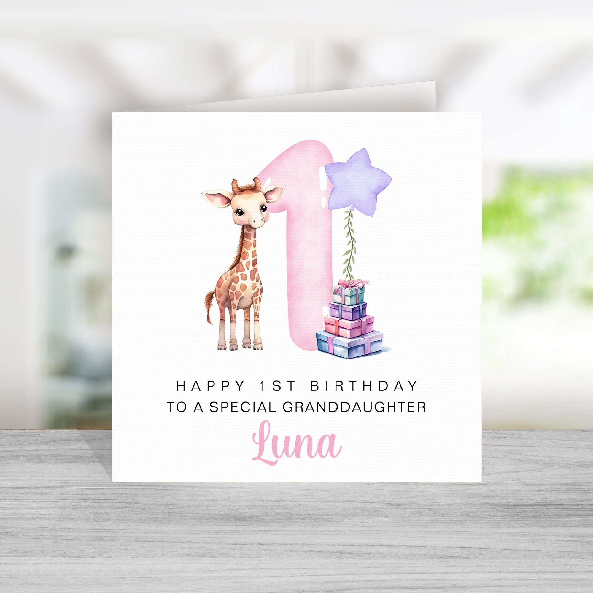 Majestic Giraffe Granddaughter Birthday Card - Happy Birthday Darling Granddaughter UK Made