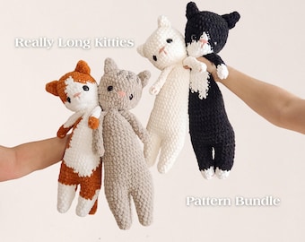Really Long Kitties Low-Sew Crochet Pattern | Amigurumi PDF File in English