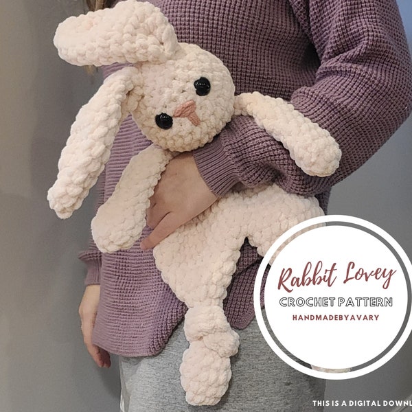 Rabbit Crochet PATTERN | Crochet Pattern | Rabbit Amigurumi Pattern | Snuggler Crochet Pattern | Crochet Lovey Pattern