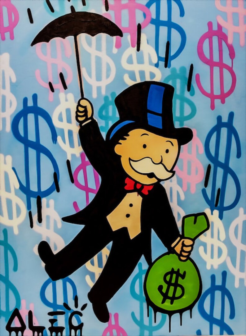 Paintings Alec Monopoly Oil Painting On Canvas Graffiti Art Wall Decor Airplane 28x36 Art Plumes Et Liens Com