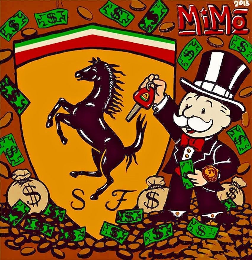 Alec Monopoly Oil Painting on Canvas Graffiti art Ferrari