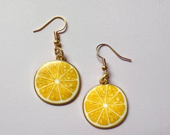 Lemon earrings, lemonade earrings, fruit earrings, funky earrings, lemon jewelry, summer earrings, boho summer jewelry, unique earrings