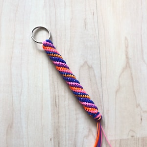 Gâchis porte-clés, porte-clés rose, orange et bleu, gimp porte-clé, reclace longe, laçage en plastique chaîne porte-clé, tirette