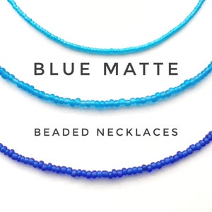 Blue beaded necklace, beaded choker, seed bead necklace, light blue necklace, royal blue, Mother's Day gift, gift for mom, college gift