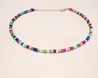 Rainbow necklace, summer necklace, rainbow choker, multi-colored necklace, grad gift, lgbt, fun necklace, neon, y2k jewelry, pop art, gift