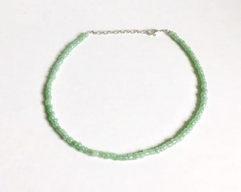 Coral and Olive Green Seed Beaded Choker