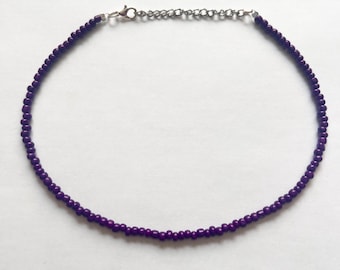 Purple beaded necklace, purple bead choker, violet necklace, royal purple necklace, amethyst jewelry, graduation gift, Mother's Day present