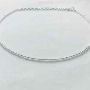 Clear bead necklace, clear seed bead necklace, glass bead necklace, crystal bead necklace, clear beaded choker, dainty beaded necklace