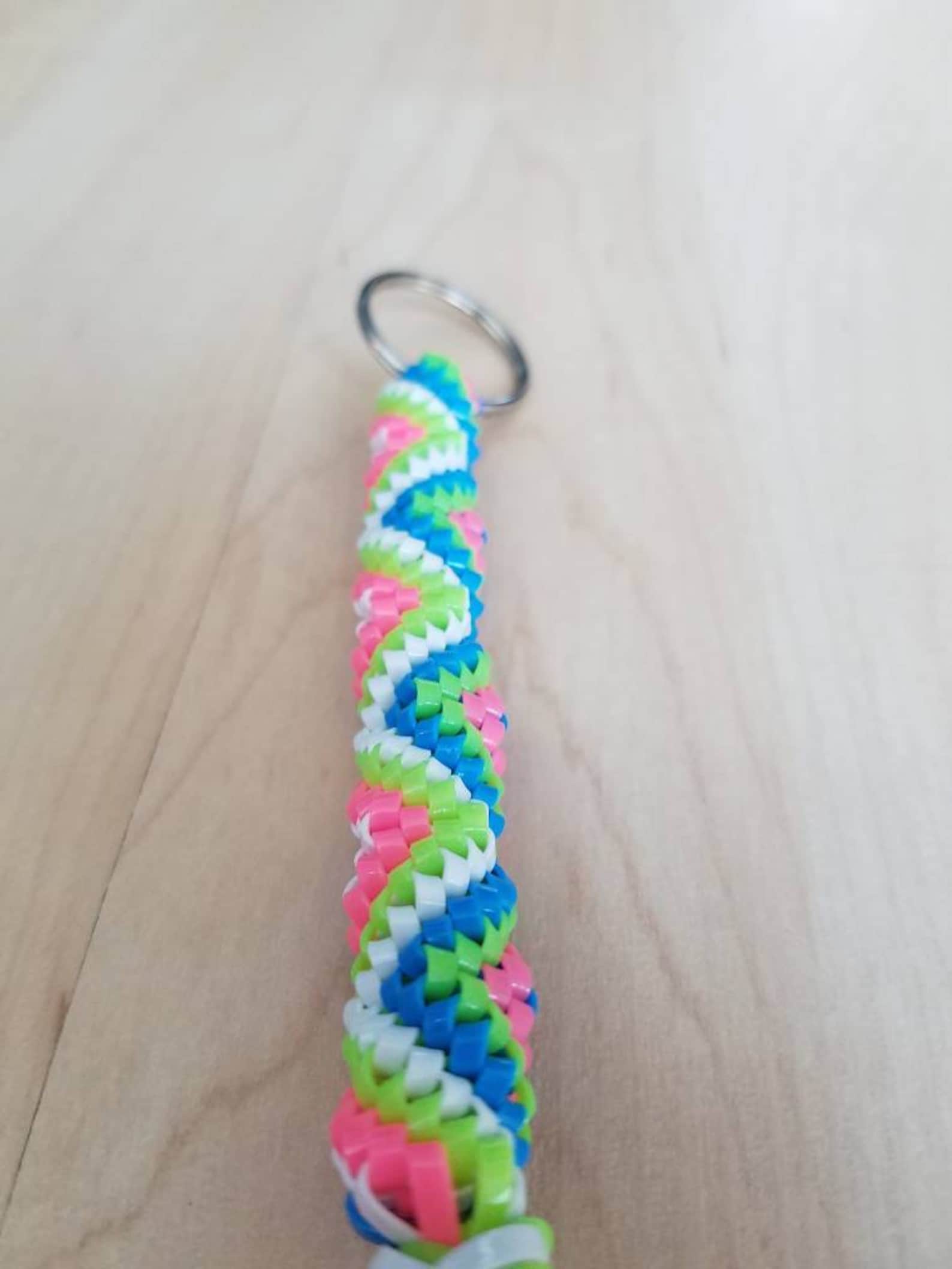 Boondoggle Keychain, Gimp Zigzag Plastic Lacing Zipper Pull, Neon Key ...