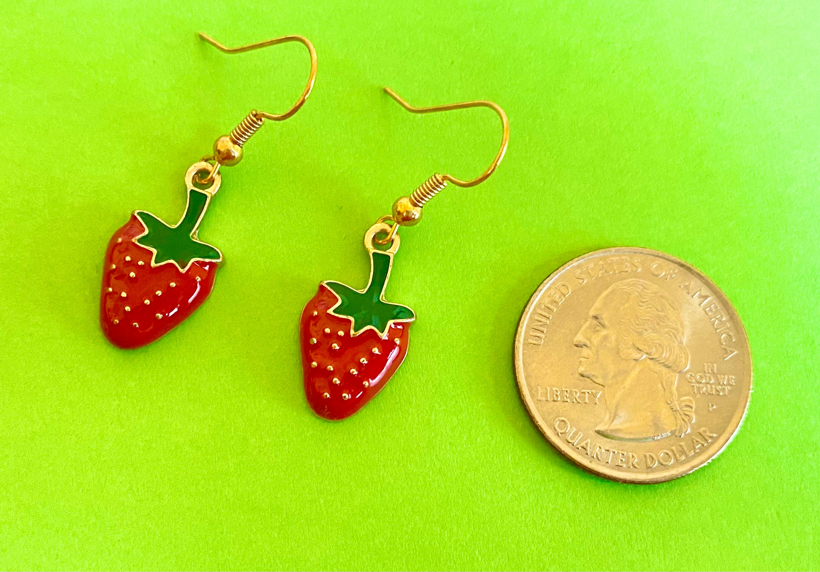 Strawberry Earrings Enamel Charm Earrings Fruity Jewelry Etsy UK