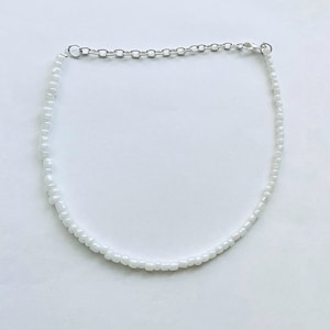 Cream necklace, ivory necklace, bead choker necklace, off-white necklace, beaded choker, gift for teen, cream color necklace, white bead