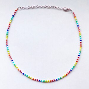 Rainbow beaded necklace, pride necklace, rainbow and white necklace, rainbow choker, lgbt choker, rainbow beaded choker, pride month choker