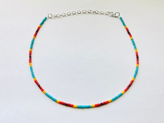 Sunset necklace seed bead choker summer jewelry sunrise | Etsy