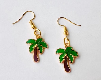 Orecchini pendenti a forma di albero di cocco, realizzati a mano, in stile bohémien, in legno leggero, con motivo a forma di albero, per donne, appassionati di attività all'aperto, idea regalo