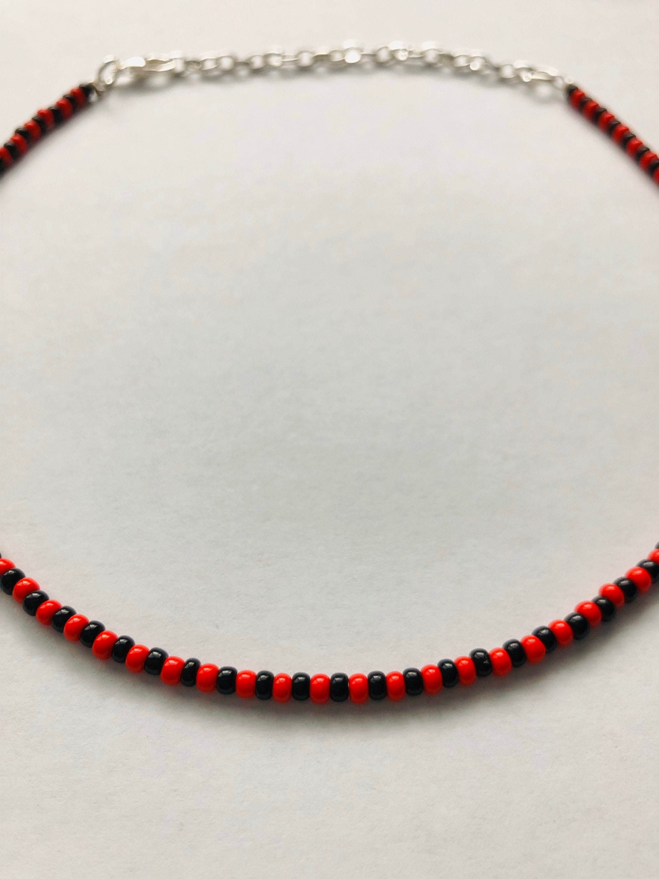 Red and Black Choker Seed Bead Choker Red and Black Glass - Etsy