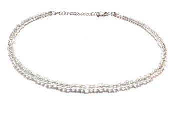 Clear bead necklace, seed bead necklace, glass bead necklace, crystal bead necklace, clear beaded choker, gift for friend, mom gift, crystal