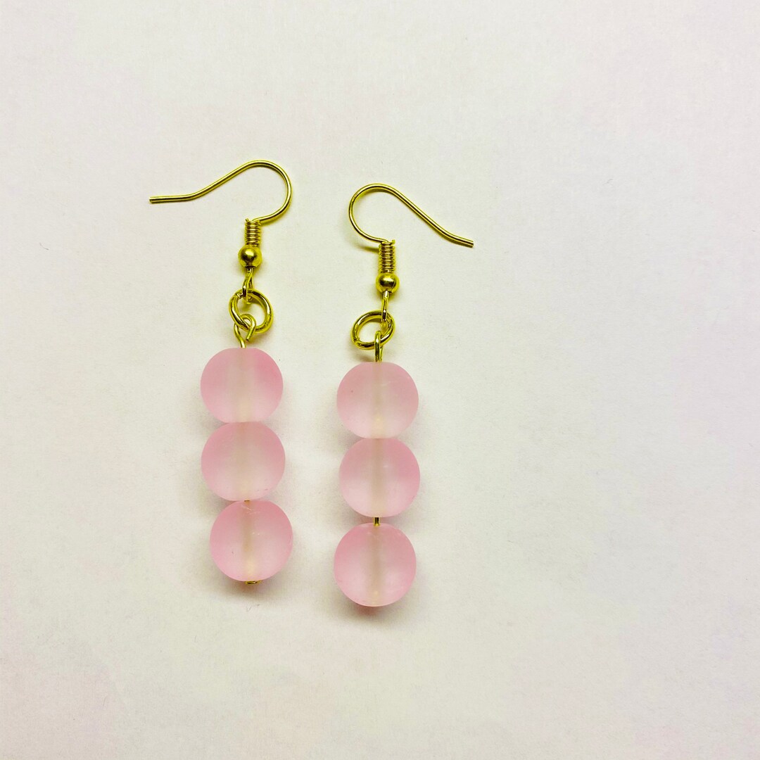 Pink Pastel Earrings Pink Bead Earrings Pastel Pink Jewelry Etsy Canada